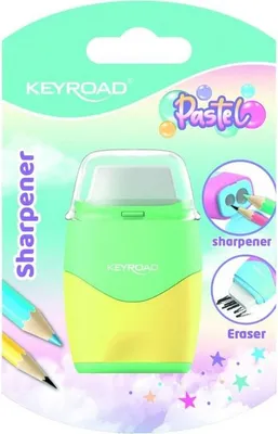 Immagine prodotto di Temperino in plastica con gomma Keyroad, doppio, colori pastello assortiti