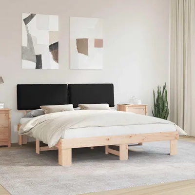 Image de Maison Exclusive - Cadre de lit avec tête de lit rembourrée Noir 200 x 200 cm