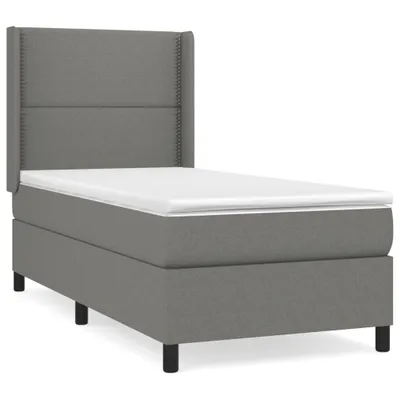 Produktbild von Boxspringbett mit Matratze Dunkelgrau 90x200 cm Stoff