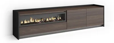 Produktbild von TV-Möbel Holzeffekt eiche schwarz 207x37x50cm Kamin mit Feuereffekt