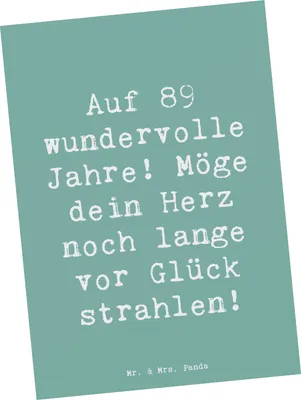 Produktbild von Mr. & Mrs. Panda Postkarte Spruch 89. Geburtstag - Meeresbrise - Geschenk, Happy Birthday, Grußkarte, bildkarte, Postkarten, Geburtstagsgeschenk, Fotokarte, 89 Jahre