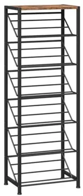 Obrázek produktu pro Botník se 7 policemi, industriální styl, barva vintage hnědá a černá, rozměry 42 x 26,5 x 116,5 cm