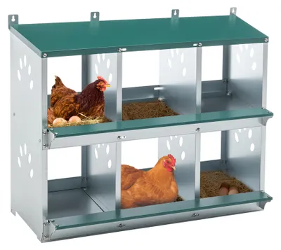 Productafbeelding van Metalen Legnest 6 Vakken - 86° Eierrollen - Wandmontage - Groen