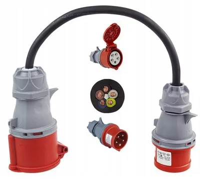 Zdjęcie produktu dla Adapter Adelid, 32A, 5-pinowy, do gniazda 16A, 5-pinowe, stopień ochrony IP44