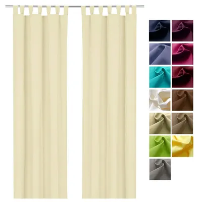 Produktbild von heimtexland ® Dekoschal Baumwolle Uni Gardine Kräuselband Schlaufen Vorhang Blickdicht Natur  Typ625 Schlaufenschal HxB 230x125 cm Natur