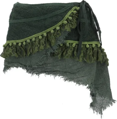 Productafbeelding van Goa cachecoo met kant, mini-rok, wikkelrok en riem - kerstgroen, dames, katoen, maat: M