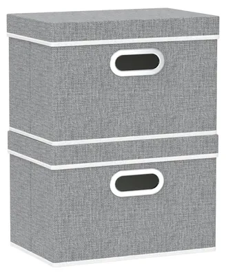 Produktbild von 2 Aufbewahrungsboxen mit Deckel, faltbare Stoffboxen mit Griffen, Aufbewahrungsboxen fürs Schlafzimmer, Kleideraufbewahrungsboxen, 38 x 25 x 25 cm