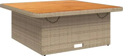 Produktbild von vidaXL Gartentisch Beige 110x110x71 cm Poly Rattan und Akazienholz