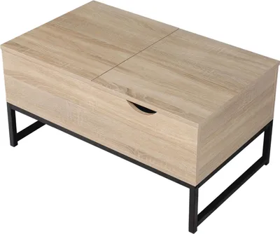 Image de Table basse avec plateaux relevables noire et bois LOTTA