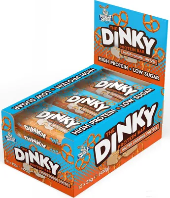 Produktbild von Muscle Moose Dinky Protein Bar- 12x 35 g Riegel Salted Caramel Pretzel