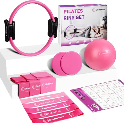 Produktbild von Pilates Set, 35 cm Pilates Ring, Widerstandsbänder, für Heimtraining