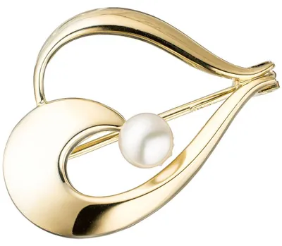 Produktbild von Brosche Perlenbrosche Goldbrosche mit Süßwasser-Zuchtperle weiß 585 Gelbgold