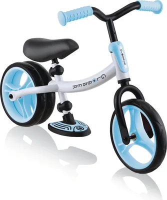 Produktbild von GLOBBER GO BIKE DUO – Laufrad für Kinder, 8,5 Zoll EVA-Bereifung, Lenker und Sattel höhenverstellbar, weiß-pastellblau