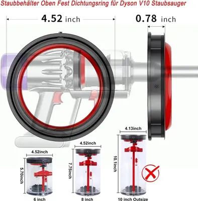 Produktbild von Dichtungsring Für Dyson V10 Staubbehälter, 100 % Neues Ersatzteil Mit Torx-Schraubendreher