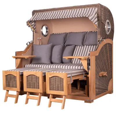 Produktbild von Strandkorb-Set - bene living - Ammersee Grande XXL Teak - PE grau - Modell 545 - inkl. Liftersystem