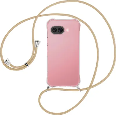 Produktbild von Handykette Backcover-Schutzhülle mit Band (Metall silberfarben) für Google Pixel 9A - caramel