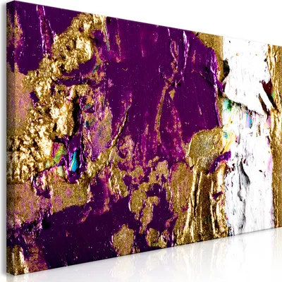 Produktbild von Wandbild Mega XXXL Abstrakt 250x125 cm Einteiliger XXL-Format Kunstdruck zur Selbstmontage Leinwandbilder moderne Bilder DIY Wanddekoration Wohnung Deko Textur violett golden a-C-0114-ak-e