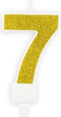 Produktbild von Kerze Zahl „7“ Gold Glitzer