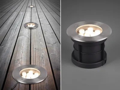 Produktbild von Runder Bodeneinbauspot Edelstahl Ø 11cm IP65 Bodenstrahler für Einfahrt Terrasse