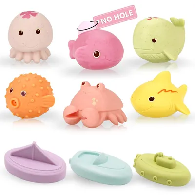 Productafbeelding van Badspeelgoed - Zeedieren - 9 stuks - Schimmelvrij - PVC en tarwestro