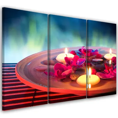 Produktbild von Triptychon auf leinwand religiös - violett 90x60 cm Feeby lila wandbild bereit zum aufhängen