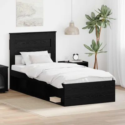 Obrázok produktu pre Maison Exclusive – Rám postele, farba: čierna, rozmer: 75 x 190 cm, materiál: masívna borovica