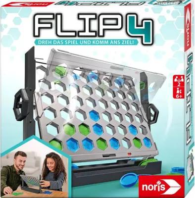 Immagine prodotto di Noris Flip4, 4 Gewinnt, Strategiespiel, Spieleklassiker, Familienspiel, ab 6 Jahren, 606064599