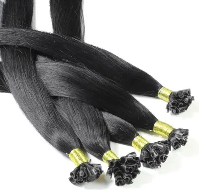 Produktbild von hair2heart predĺženie ľudských vlasov viazanie rovné - 25 prameňov 0,5g 50cm 2/0 čierna