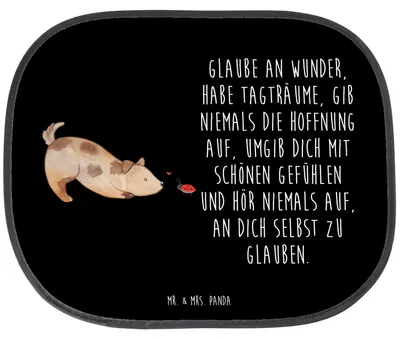 Produktbild von Mr. & Mrs. Panda Sonnenblende Auto Hund Marienkäfer - Schwarz - Geschenk, Sonnenschutz für Autoscheiben, Mischlingshund, Positiv, Zuversichtlich, Hunde, Mischlinghund