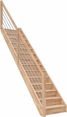 Produktbild von Dolle Raumspartreppe Paris mit Setzstufen Buche unbehandelt Treppenlauf gerade Edelstahlrohre