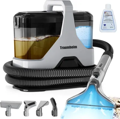 Produktbild von Waschsauger 16KPA Polsterreiniger Teppichreiniger, 600W Nass-/Trockensauger Fleckenreiniger Reinigungsgerät, Dualtank, mit Zubehör, Reinigungsmittel