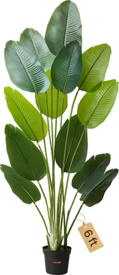 Image de VEVOR Oiseau de paradis artificiel, 1,8 m de haut, plantes tropicales avec 13 tiges & pot blanc, arbre en soie artificielle, grands arbres pour décoration de vérandas, salons, terrasses maison, bureau