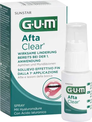 Zdjęcie produktu dla Sunstar | Płyn do płukania ust - Spray GUM AftaClear - 15 ml - Natychmiastowa pomoc na owrzodzenia jamy ustnej - Regenerujący i kojący