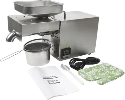 Produktbild von Elektrische Ölpresse - Ölpressmaschine - 610 W - Edelstahl 304 - Kalt-/Heißpressen - Bürstenloser Motor - Temperaturregelung - 110/220 V - Silber