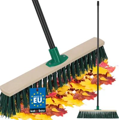 Produktbild von KOTARBAU® Besen mit Metallstiel 50 cm Straßenbesen mit Nylonborsten Kehrbesen aus Holz für Draußen & Drinnen Zimmerbesen mit Stiel Gartenbesen Grün