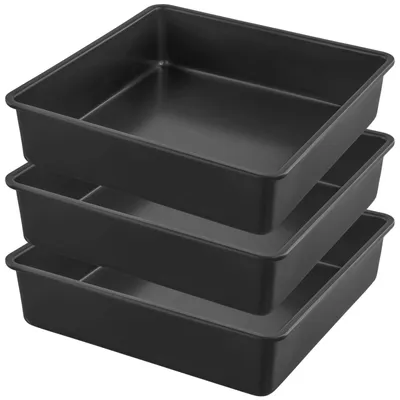 Produktbild von 3-teiliges Set aus Kohlenstoffstahl-Backbleche – 20 x 20 x 5 cm, schwarz
