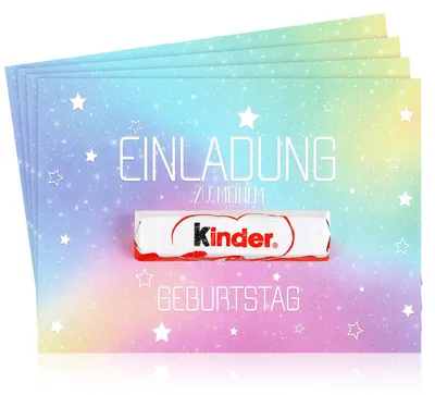 Einladungskarten-Set, 12 Stück, Glitzer-Regenbogen, 14,8 x 10,5 cm