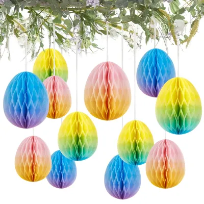 Image de Boules en papier décoratives - 12 pièces, diamètre de 12 cm - Décoration pliable à suspendre - De couleurs vives