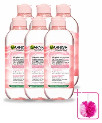 Productafbeelding van 6 x Garnier SkinActive Micellaire Reinigingswater met rozenwater, 400 ml - Voordeelpakket - 6 stuks