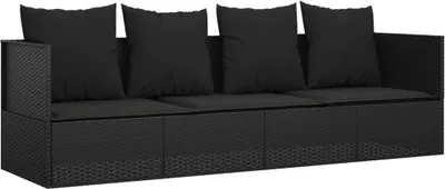 Immagine prodotto di Mobili da esterno Lettino con cuscini in Poly Rattan nero - Lettini da giardino 319565