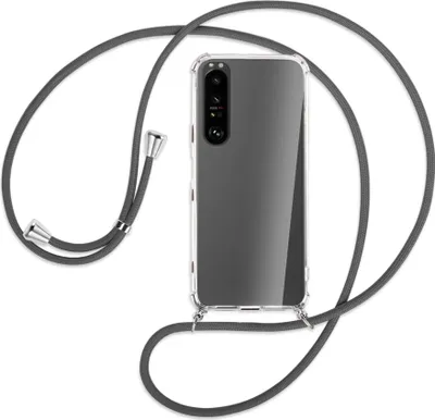 Produktbild von Handykette Backcover-Schutzhülle mit Band (Metall silberfarben) für Sony Xperia 1 III - dunkelgrau