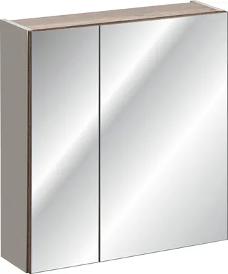 Produktbild von Badezimmerschrank Mit Spiegel 60 Cm – 2 Türen – Silbergrau