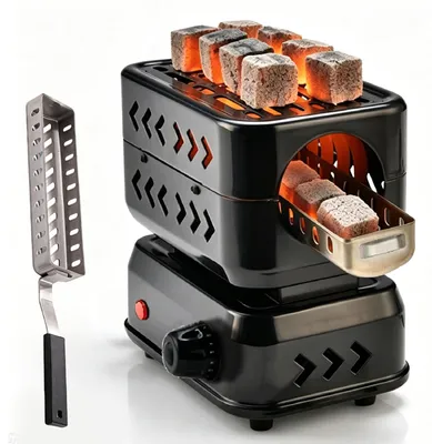 Image de Brûleur électrique pour charbon de coco, 1200 W, 2 zones de chauffage, prêt en seulement 6 minutes