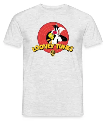 Produktbild von Spreadshirt Looney Tunes Sylvester Und Tweety Männer T-Shirt, M, Grau meliert