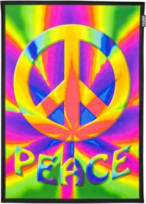 Produktbild von PSYWORK Schwarzlicht Stoffposter Neon "Weed Peace", 0,5x0,7m