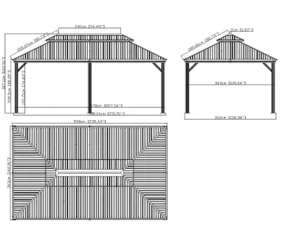 Image de Sojag Pavillon aluminium Messina 12x20 en métal Pavillon de jardin Cabane de jardin Plancher non disponible Tonnelle de jardin 21,71 m²