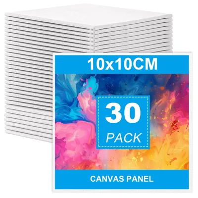 Immagine prodotto di Set di 30 mini tele da 10x10 cm - Adatte per colori acrilici e ad olio