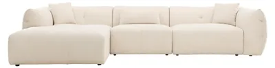 Image de Positano canapé chaise longue 3 coussins décoratifs gauche beige.