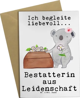 Produktbild von Mr. & Mrs. Panda neujahrskarte Bestatterin Leidenschaft - Weiß - Geschenk, Grußkarten, osterkarte, Glückwunschkarte, weihnachtskarten, einladungskarten, Grußkarte