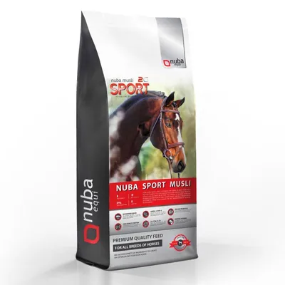 Obrázek produktu pro NUBA EQUI Sport Musli 2G – Kompletní krmivo pro sportovní koně a poníky vystavené vysoké fyzické zátěži – 20 kg